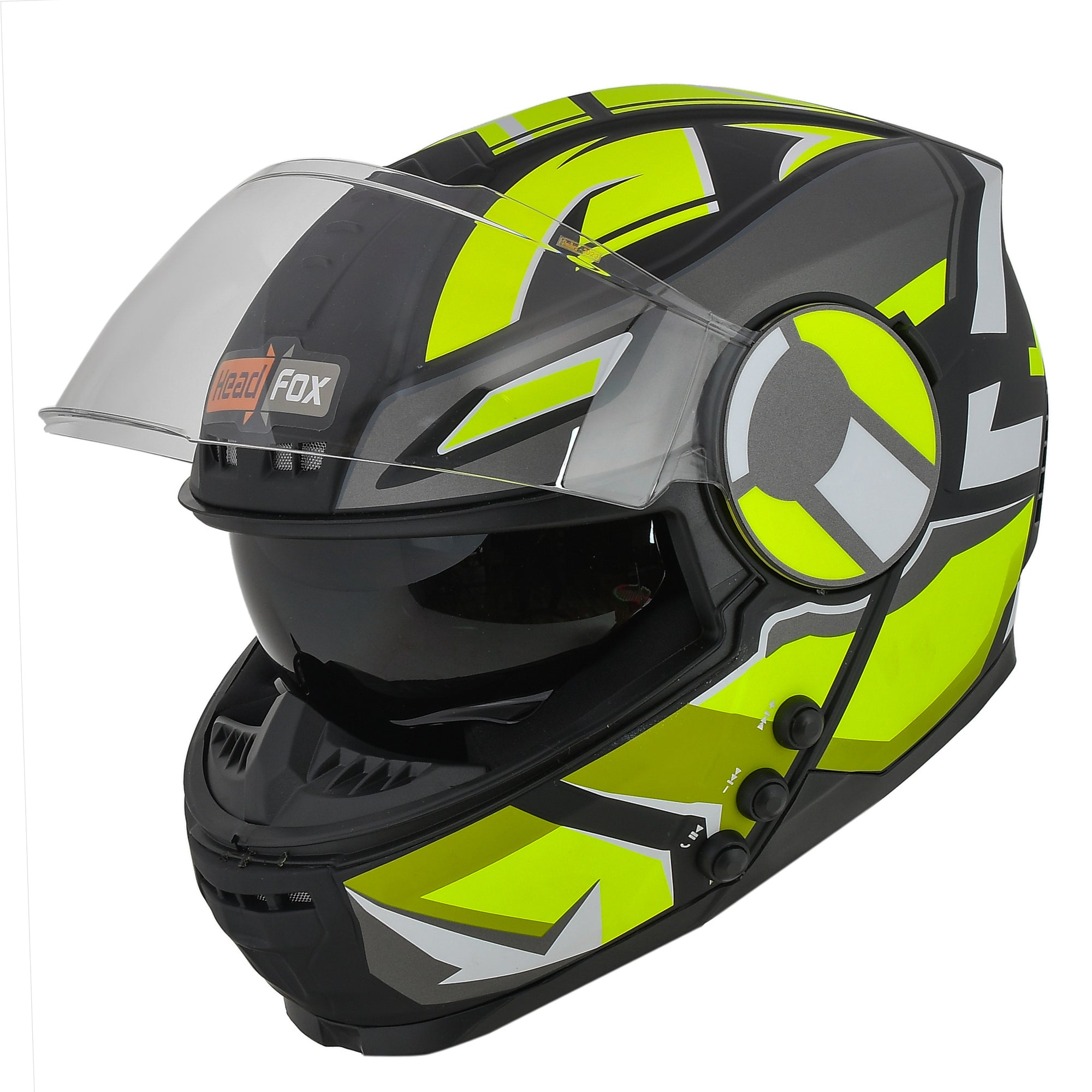 Headfox H4 Air Speed Yellow Smart Bluetooth Full face Double Visor