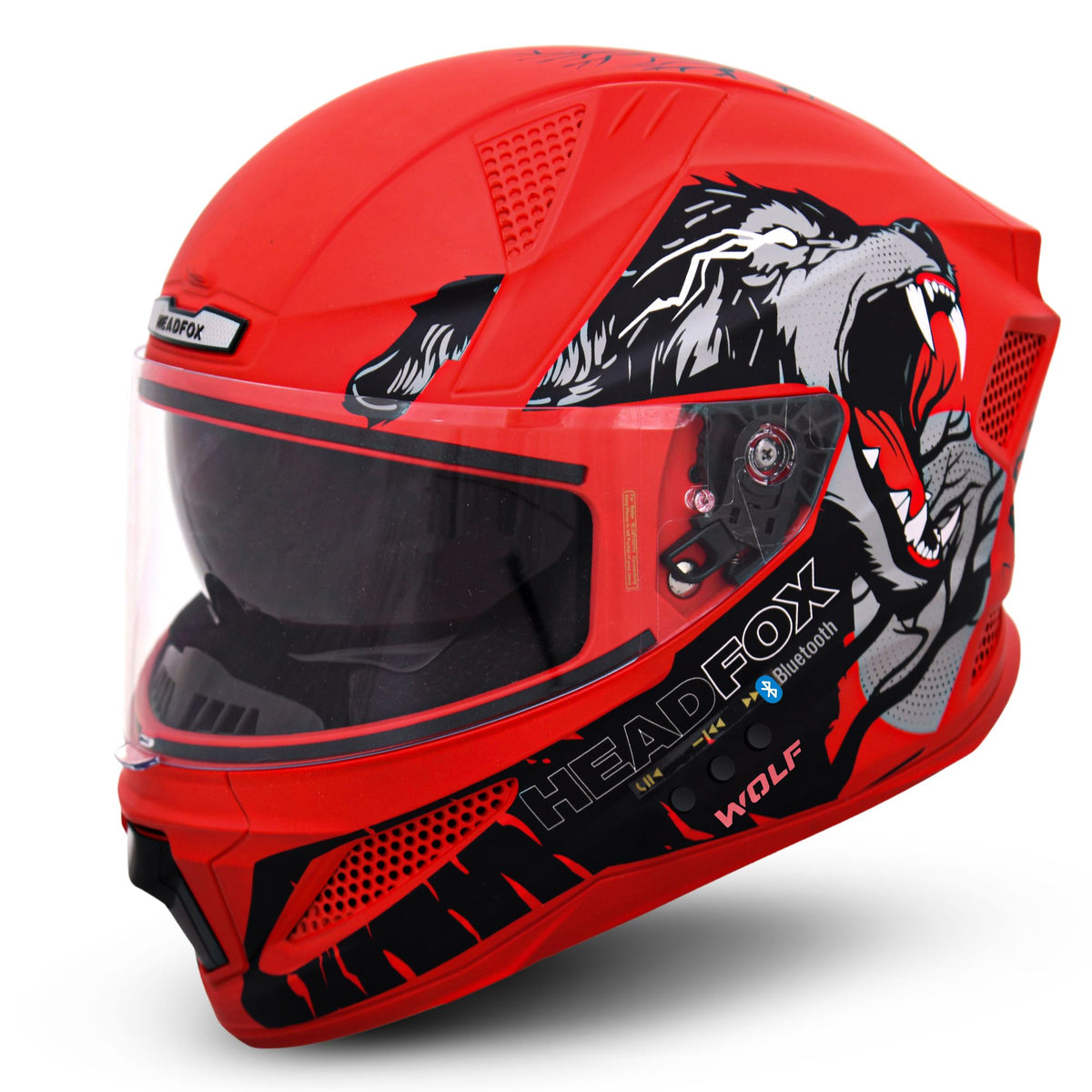 N2 Flash Wolf AI Smart Bluetooth Helmet for Men with Music, ENC, GPS & Calls (Matt Red)