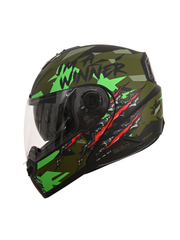 N2 Air Winner Matt Green Smart Bluetooth Flip-up Double Visor Helmet