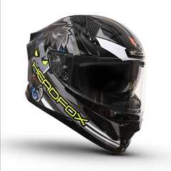 HEADFOX N2 Flash Shady Smart Bluetooth Full Face Helmet for Man & Women for Sports Bike with Aircraft Light, Noise Cancellation, Voice Assistance & GPS