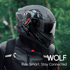 N2 Flash Wolf AI Smart Bluetooth Helmet for Men & Women with Music, ENC, GPS & Calls (Matte Grey)