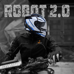 N2F ROBOT Smart Bluetooth Helmet for Men: Calls, ENC, Music, GPS, Voice Asst, SV (Glossy Blue)