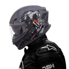 N2 Flash Wolf AI Smart Bluetooth Helmet for Men & Women with Music, ENC, GPS & Calls (Matte Grey)