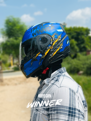 N2 Air Winner Matt Blue Smart Bluetooth Flip-up Double Visor Helmet