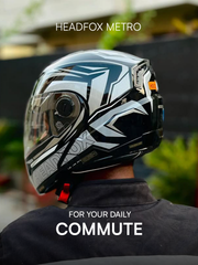 N2 FLASH Air METRO Glossy Grey Smart Bluetooth Flip-Up Double Visor Helmet