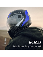 N2 Air Road Smart Bluetooth Flip-up Double Visor Helmet Glossy Blue