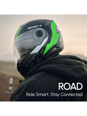 N2 Air Road Matt Green Smart Bluetooth Flip-up Double Visor Helmet