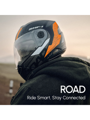 N2 Air Road Matt Orange Smart Bluetooth Flip-up Double Visor Helmet