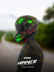 N2 Air Winner Matt Green Smart Bluetooth Flip-up Double Visor Helmet
