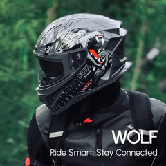 N2 Flash Wolf AI Smart Bluetooth Helmet for Men with Music, ENC, GPS & Calls (Glossy Grey)