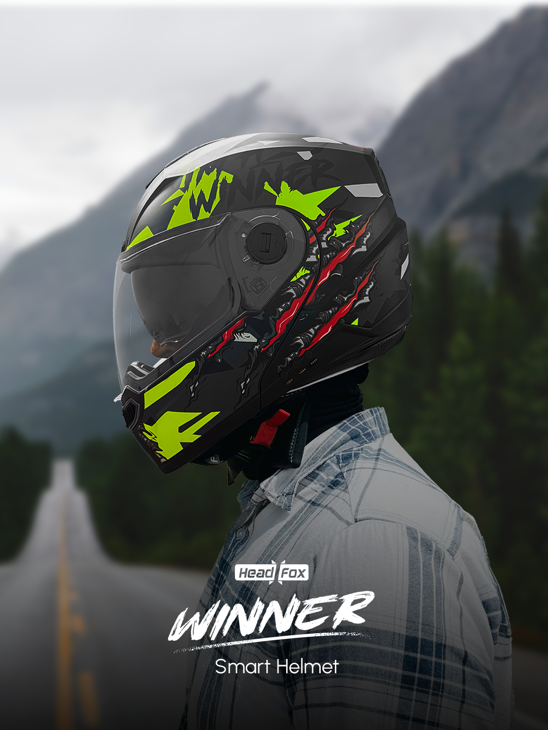 Headfox N2 Air Winner Yellow Smart Bluetooth Flip-up Double Visor Headfox N2 Air Winner Yellow Smart Bluetooth Flip-up Double Visor