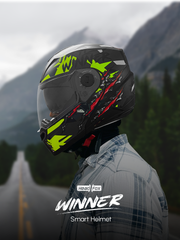 N2 Air Winner Matt Yellow Smart Bluetooth Flip-up Double Visor Helmet