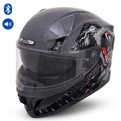 N2 Flash Wolf AI Smart Bluetooth Helmet for Men with Subwoofer, ENC, GPS & Calls