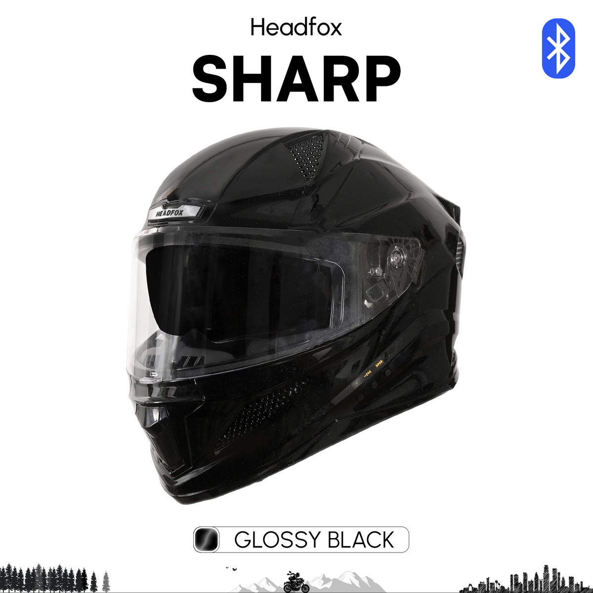 N2F Sharp Smart Bluetooth Full Face Helmet for Man & Women for Bike with Dual Visor, Aircraft Light, Noise Cancellation, Voice Assistance & GPS