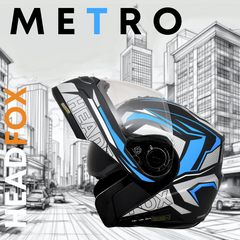 N2 FLASH Air METRO Matt Blue Smart Bluetooth Flip-Up Double Visor Helmet