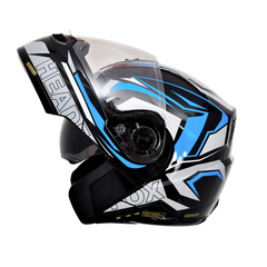 N2 FLASH Air METRO Matt Blue Smart Bluetooth Flip-Up Double Visor Helmet