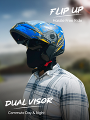N2 Air Winner Matt Blue Smart Bluetooth Flip-up Double Visor Helmet
