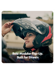 N2 Air Road Glossy Red Smart Bluetooth Flip-up Double Visor Helmet