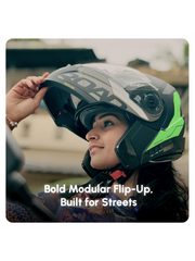 N2 Air Road Matt Green Smart Bluetooth Flip-up Double Visor Helmet