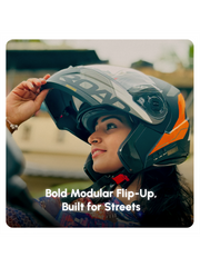 N2 Air Road Matt Orange Smart Bluetooth Flip-up Double Visor Helmet