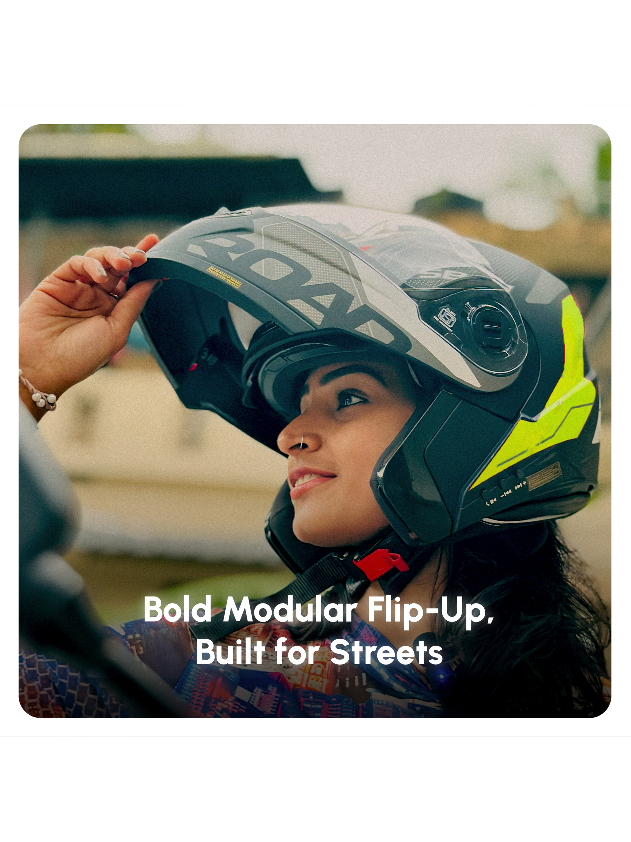 Headfox N2 Air Road Yellow Smart Bluetooth Flip-up Double Visor