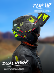 N2 Air Winner Matt Yellow Smart Bluetooth Flip-up Double Visor Helmet