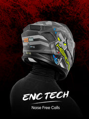 HeadFox Shady Smart Bluetooth Helmet  Full Face with Voice Assistant & LED Blinker