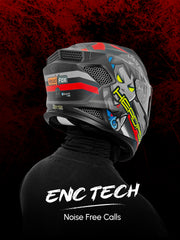 HeadFox Shady Smart Bluetooth Helmet  Full Face with Voice Assistant & LED Blinker