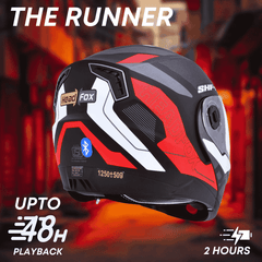 N2 Air Road Matt Red Smart Bluetooth Flip-up Double Visor Helmet