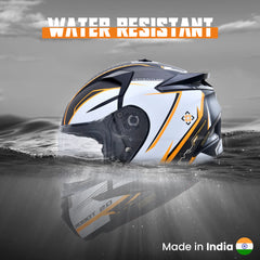 N2F ROBOT Smart Bluetooth Helmet for Men: Calls, ENC, Music, GPS, Voice Asst, SV (Glossy Orange)