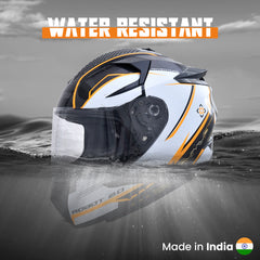 N2F ROBOT Smart Bluetooth Helmet for Men: Calls, ENC, Music, GPS, Voice Asst, SV (Matte Orange)