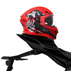 N2 Flash Wolf AI Smart Bluetooth Helmet for Men with Music, ENC, GPS & Calls (Matte Red)