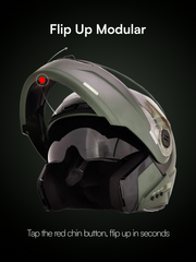 N2 Air Dashing Battle Green Smart Bluetooth Flip-up Double Visor Helmet