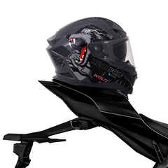 N2 Flash Wolf AI Smart Bluetooth Helmet for Men with Music, ENC, GPS & Calls (Glossy Grey)