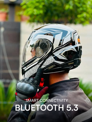 N2 FLASH Air METRO Glossy Grey Smart Bluetooth Flip-Up Double Visor Helmet