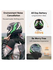 N2 Air Road Matt Green Smart Bluetooth Flip-up Double Visor Helmet