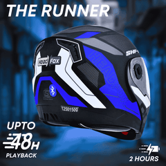 N2 Air Road Matt Blue Smart Bluetooth Flip-up Double Visor Helmet