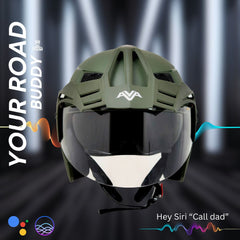 AVA  Smart Bluetooth Bike Helmet with Calls, Music & Voice Assist Green