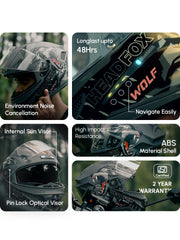 Wolf Smart Bluetooth Helmet with Music, Calls, GPS & ENC