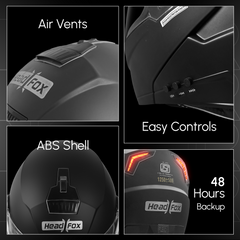 N2 Air 7 Flip-up Helmet for Man & Women with Bluetooth, GPS, Voice Assistance, ENC, Dual Visor, Removable Padding (Matte Black)