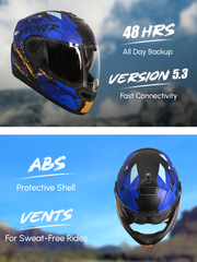N2 Air Winner Matt Blue Smart Bluetooth Flip-up Double Visor Helmet