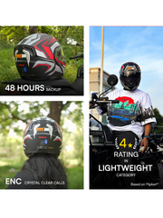 N2 FLASH Air METRO Smart Bluetooth Flip-Up Double Visor Helmet Matte Red