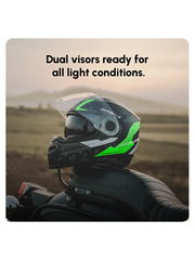 N2 Air Road Matt Green Smart Bluetooth Flip-up Double Visor Helmet