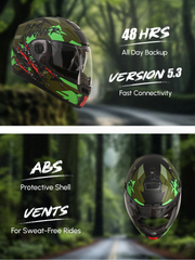 N2 Air Winner Matt Green Smart Bluetooth Flip-up Double Visor Helmet