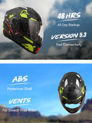 N2 Air Winner Matt Yellow Smart Bluetooth Flip-up Double Visor Helmet