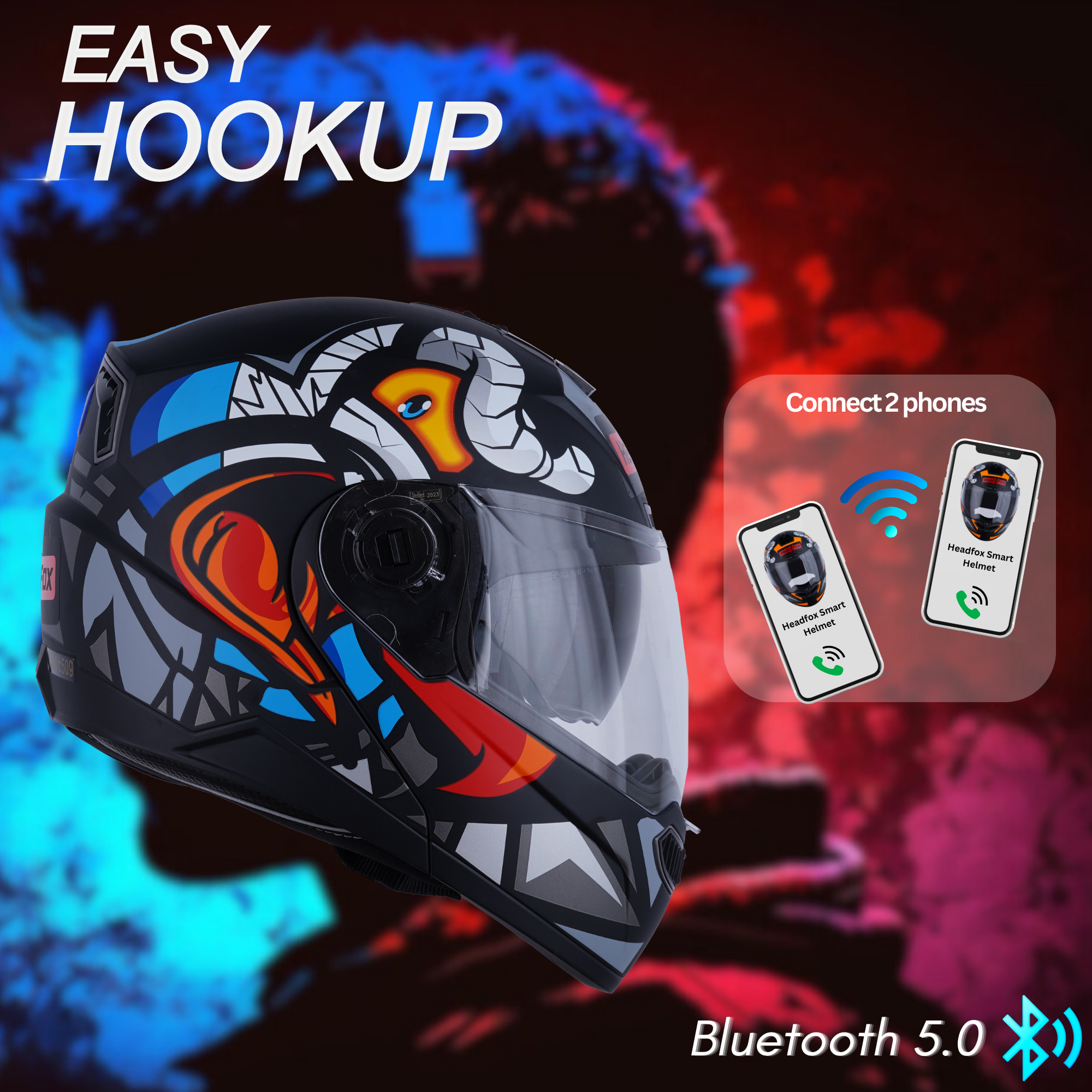 N2 FLASH Air Birdie Grey Smart Bluetooth Flip-Up Double Visor Helmet