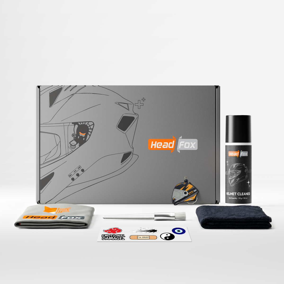 Helmet Cleaning Kit with Foam Spray, Cloth, Cover & Keychain for Bike