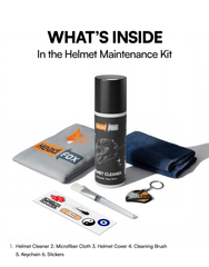 Helmet Cleaning Kit with Foam Spray, Cloth, Cover & Keychain for Bike