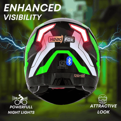 N2 Air Glossy Road Green Smart Bluetooth Flip-up Double Visor Helmet