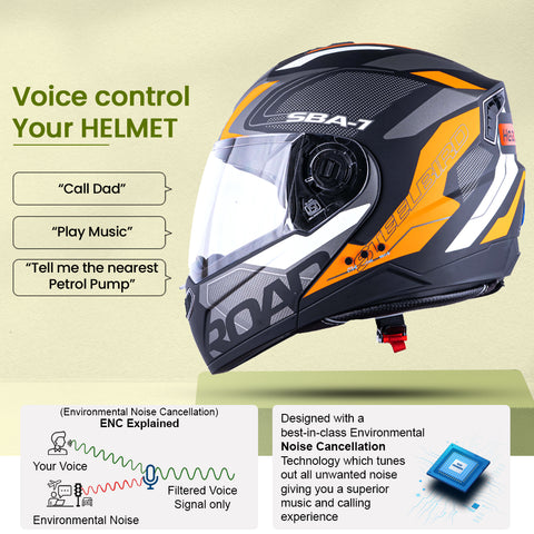 N2 Air Road Orange Smart Bluetooth Flip-up Double Visor Helmet